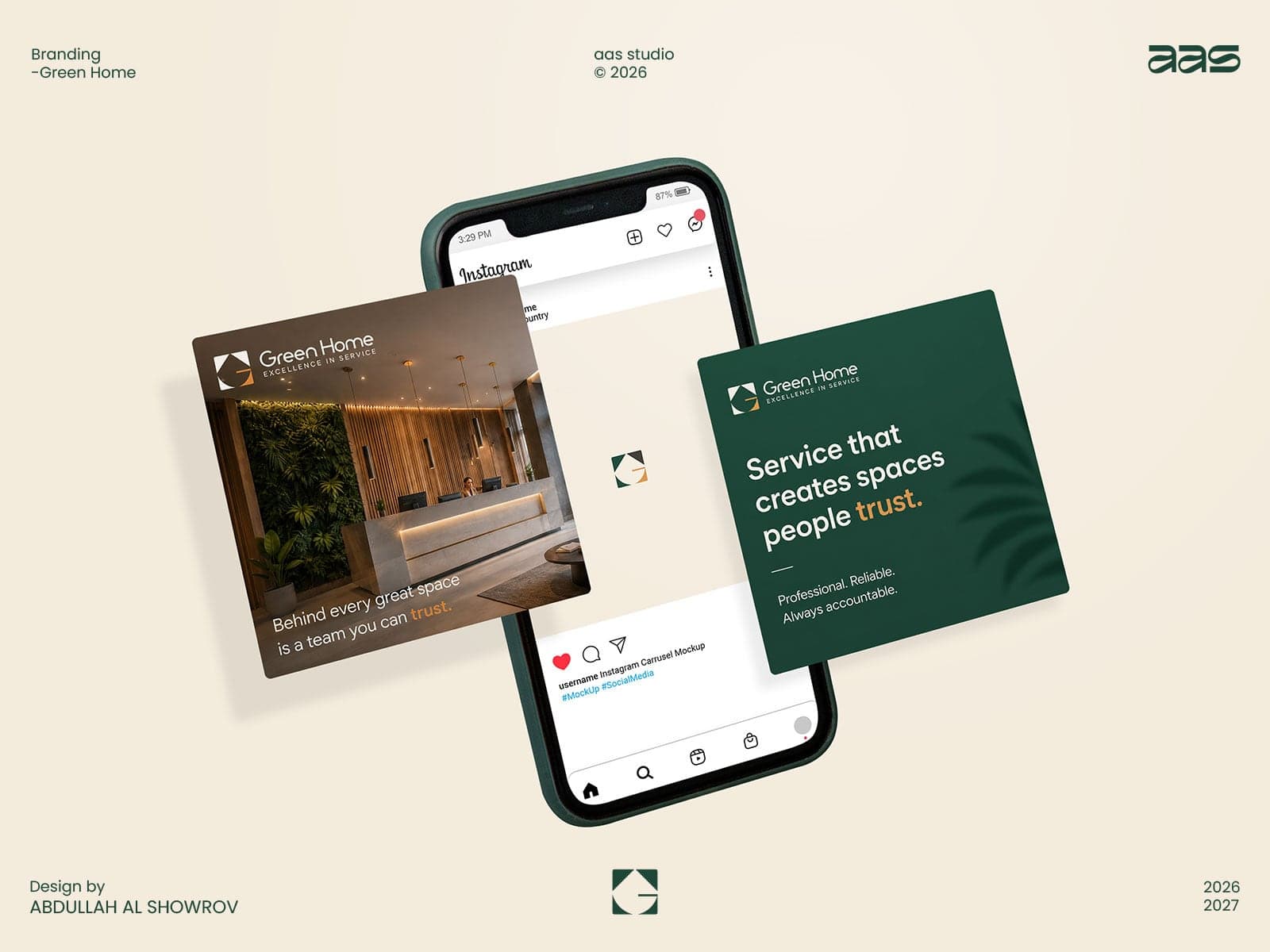 Green Home, hospitality service brand identity — cover artwork